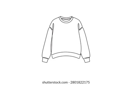 A minimalist singleline drawing of a comfortable oversized sweatshirt isolated on transparent background