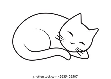 Minimalist Sitting Cat Line Art