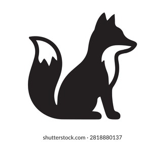 Minimalist sitting fox silhouette graphic with wildlife silhouette predator minimalist contrast illustration creature template isolated graphicdesign creative woodland
