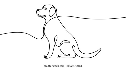 Minimalist Sitting Labrador Dog Continuous Line Art Hand Drawn Illustration