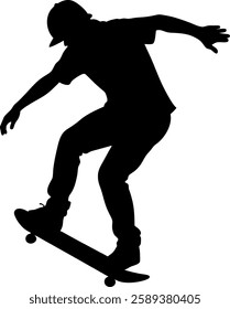 Minimalist skateboarding silhouette capturing the energy of a skater’s trick