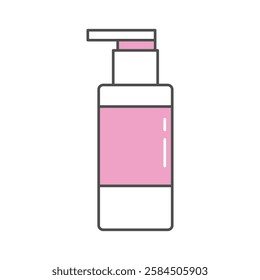 Minimalist skincare body lotion bottle icon in a modern, thin-line style with pink accents. Ideal for beauty, skincare branding, spa, wellness, product packaging, social media, and digital marketing.