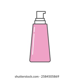 Minimalist skincare bottle icon in a modern, thin-line style with pink accents. Ideal for beauty, skincare branding, spa, wellness, product packaging, social media, and digital marketing.