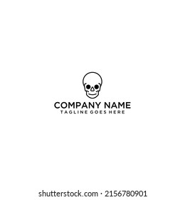 Minimalist skull graphic illustration logo design template with text placeholder