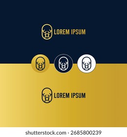 Vetor minimalista do ícone do logotipo da cabeça do crânio