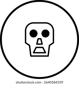 Minimalist Skull Icon in Black Outline, Symbolic of Mortality and Halloween Theme