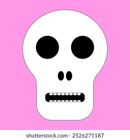 Minimalistische Totenkopf-Illustration mit fetten Formen, perfekt für Halloween-Themen, gespenstische Designs oder Day of the Dead-Kunstprojekte.