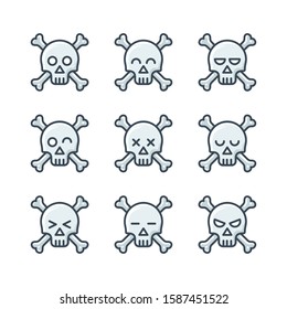 Minimalist Skulls icons set vector