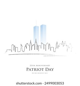 Minimalist skyline with Twin Towers, Patriot Day remembrance