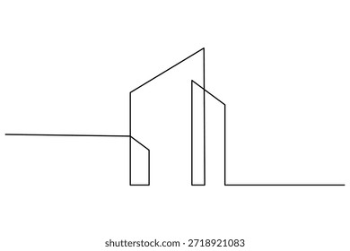 Ilustración minimalista del arte de la sola línea del rascacielos para el negocio