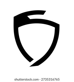 Minimalist Sleek Abstract Shield Logo Vector: Modern Security and Protection Icon with Unique Curved Top Cut-out for Branding