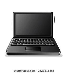 Minimalist Sleek Black Matte Laptop Icon Design Symbolizes Modern Technology Vector Illustration