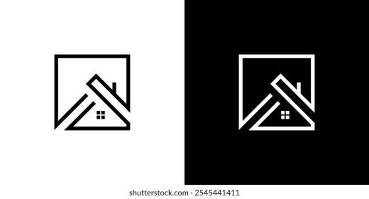 minimalist and sleek house shaped logo vector