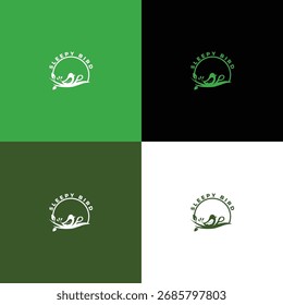 Minimalist sleeping bird logo in a circular frame. Simple, calming symbol for mattress, bedding, relaxation, hotel, or wellness brand vector.