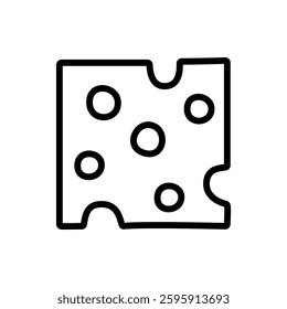Minimalist slice of cheese icon with a clean, modern design. Simple outline vector illustration, perfect for dairy product graphics, restaurant branding, menu designs, and food-related concepts.