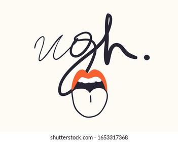 Lema minimalista para su pantalones. Impresión moderna. Ilustración vectorial. Lema de moda para pantalones T y ropa tee gráfico. Signo "UGH".