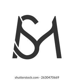 Logotipo minimalista SM o MS que combina dos letras elegantemente.