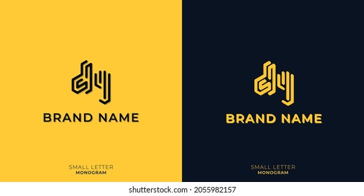 Minimalist small letters DY monogram. This logo incorporate with two small letters in the creative way. It will be suitable for which company or brand name starts those initial letters.