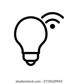 Icono de bombilla inteligente minimalista con señal inalámbrica, que representa iluminación inteligente, dispositivos conectados y automatización del hogar