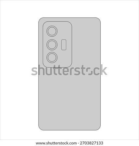 Minimalist Smartphone Back View Outline with Triple Camera Module – Clean Mobile Device Vector Illustration