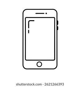 Ícone de Smartphone Minimalista - Arte de linha fina, Vetor de telefone celular, Preto Branco Design simples

