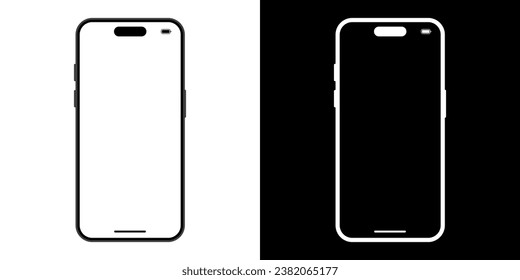 Minimalist smartphone mockup vector in trendy style. Mobile phone, cellphone icon in flat concept