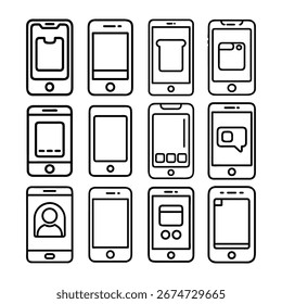 Minimalista Smartphone UI Icon Set App móvil Wireframe Colección de diseño