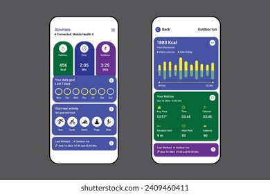 Minimalist smartphone ui mobile app template design | Abstract mobile app to learn languages template | Modern colored mobile app landing page template | Modern graphic elements gradient landing page 