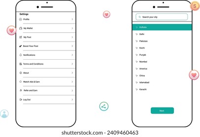 Minimalist smartphone ui mobile app template design | Abstract mobile app to learn languages template | Modern colored mobile app landing page template | Modern graphic elements gradient landing page 