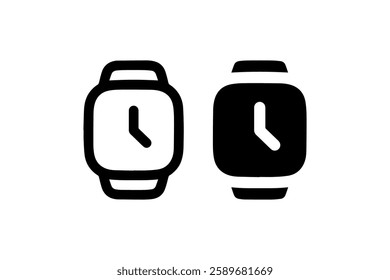 Minimalist Smartwatch Icon in Outline and Solid Vector