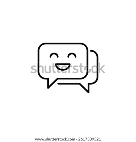 Minimalist smiling chat bubbles dialogue icon for web and app interface