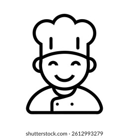 Minimalist Smiling Chef Face Line Drawing