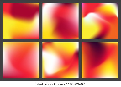 Minimalist smooth abstract background set.  Colorful red gradients. Blurred modern texture. Abstract holographic seamless pattern. Bright hologram gradient set.