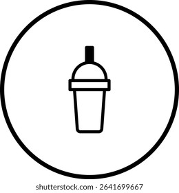 Minimalist smoothie icon inside black circle on white background creates simple design