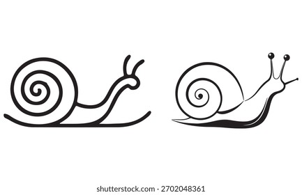Minimalist Snail Icon Collection Vector