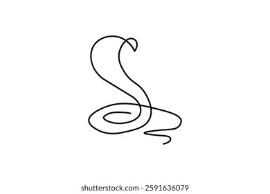 Minimalist snake illustration with continuous lines, simple design suitable for a logo or icon.