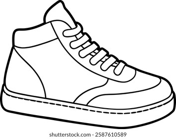 Minimalist sneaker illustration black and white printable shoe design for art projects