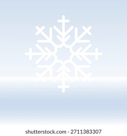 Minimalist snowflake design on a soft blue gradient background. Snowflake pattern is symmetrical and delicate. Ideal for winter-themed projects or holiday cards. Winter illustration vector.