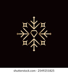 Ilustración vectorial minimalista del logotipo del diamante del copo de nieve