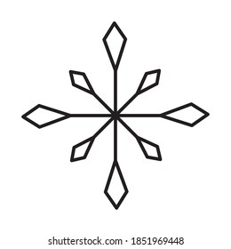 minimalist snowflake icon over white background, line style, vector illustration