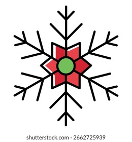 Minimalist Snowflake Vector Icon for Cold Winter Holiday Season Themes