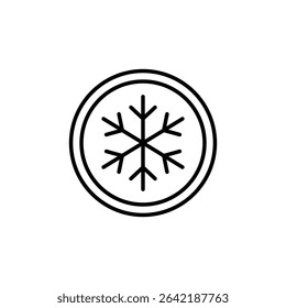 Minimalist Snowflake Within A Circular Frame On Transparent Backdrop