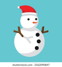 Minimalist snowman illustration with blue background suitable for posters, backgrounds, wallpapers, and more.