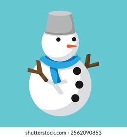 Minimalist snowman illustration with blue background suitable for posters, backgrounds, wallpapers, and more.