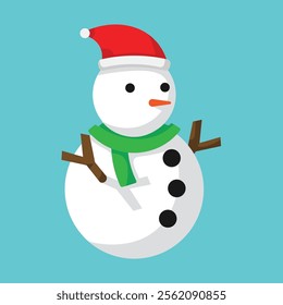 Minimalist snowman illustration with blue background suitable for posters, backgrounds, wallpapers, and more.