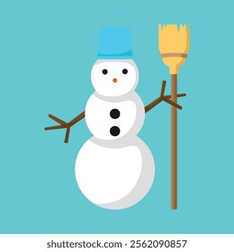 Minimalist snowman illustration with blue background suitable for posters, backgrounds, wallpapers, and more.