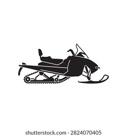Minimalist snowmobile side profile vector illustration
