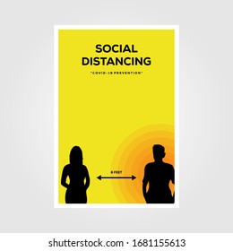 diseño minimalista de carteles de vectores planos de distancia social