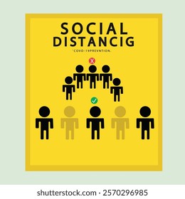 minimalist social distancing flat vector poster illustration design, the beatles inspiration simple