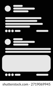 Design minimalista de feed de interação social 
